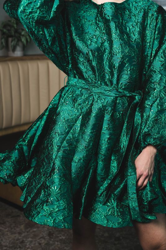 Poppi Metallic Dress Green 