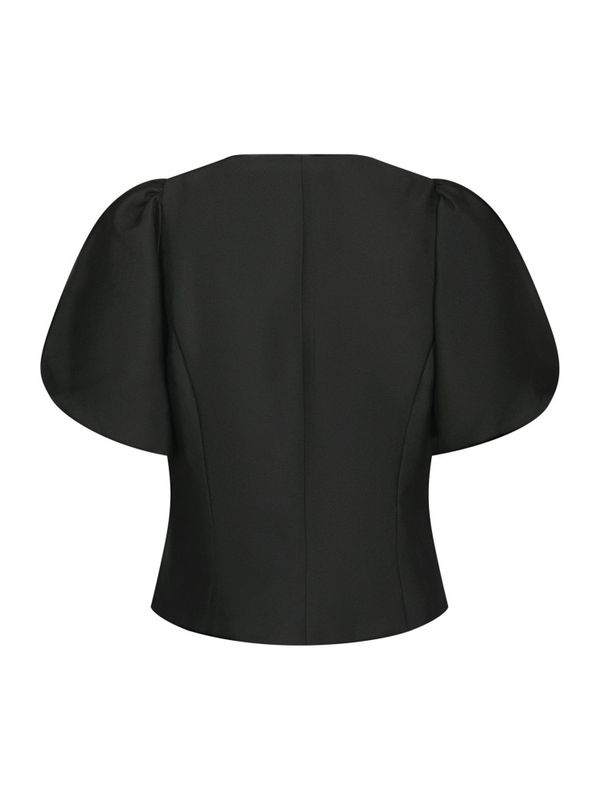 Anela Mandarin Dull Satin Blouse Black 