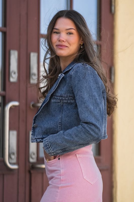 Vika Crop Blazer Denim Blue 