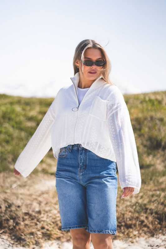 Tine Crochet Cardigan Ecru 