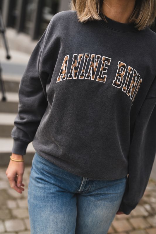 Miles Sweatshirt Anine Bing Leopard Washed Black 