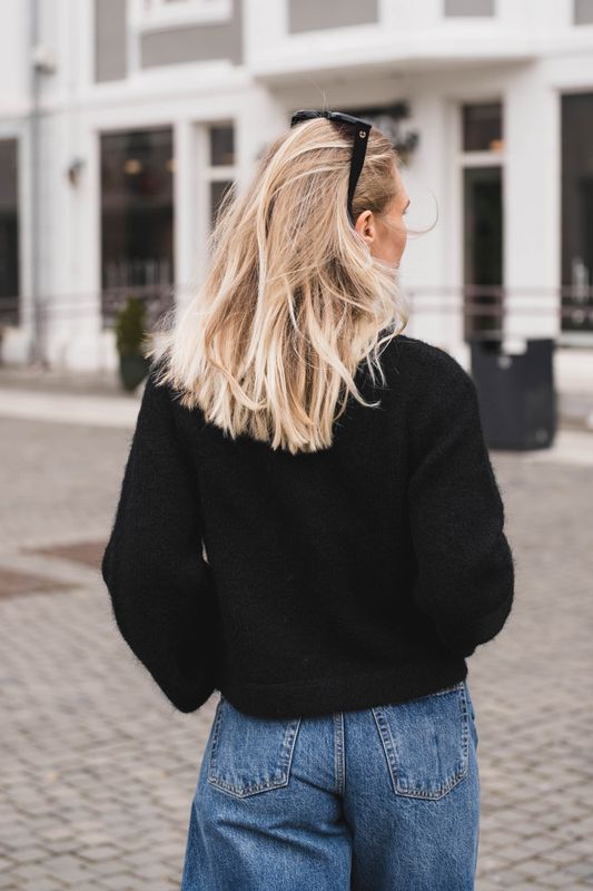 Gio Fluffy Knit Cardigan Black 