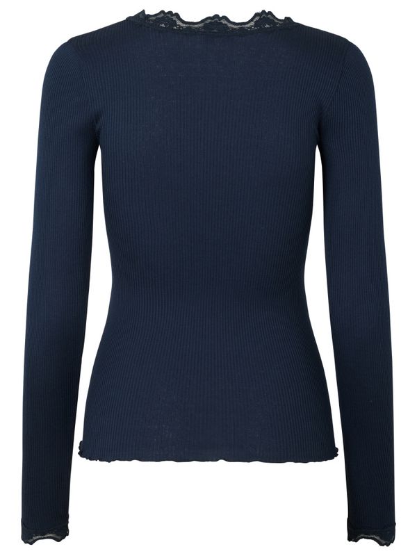 Babette Silk LS Lace T-Shirt Navy 
