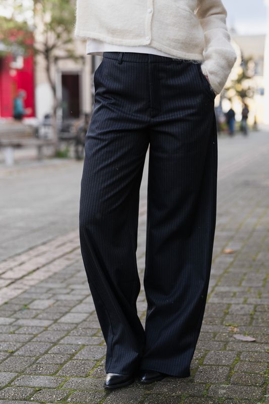Nathalie Slim Pinstripe Pants Dark Navy 