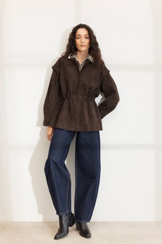 Winnie Leather Jacket Dark Brown Suede 