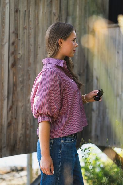 Hovedbilde Etta Soft Stripe Stone Shirt Dark Rose 
