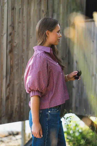 Hovedbilde Etta Soft Stripe Stone Shirt Dark Rose 