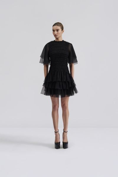 Hovedbilde Minnie Short Sleeve Lace Mini Dress Black 