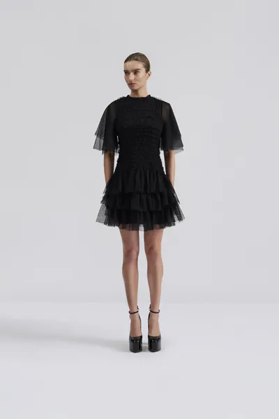 Hovedbilde Minnie Short Sleeve Lace Mini Dress Black 