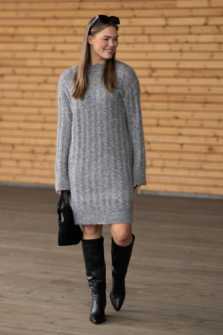 Hovedbilde Lelu LS Knit Dress Medium Grey Melange 