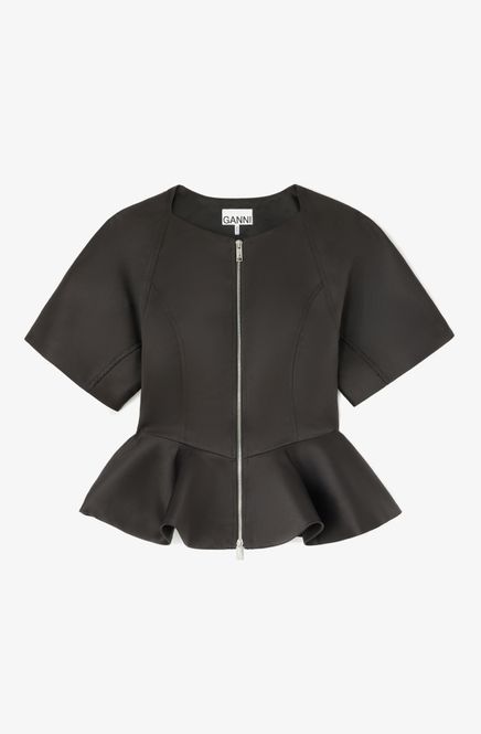 Hovedbilde Duchesse Satin Peplum Zip Blouse Black 
