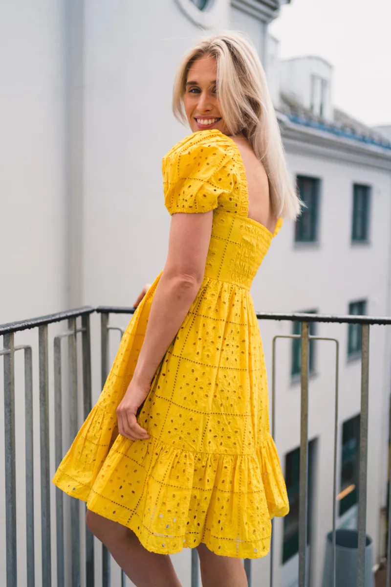 Broderie Anglaise Mini Dress Maize