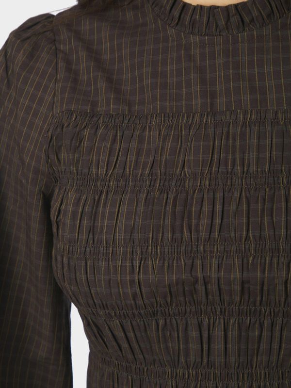 Possa Big Check Blouse Brown Check 