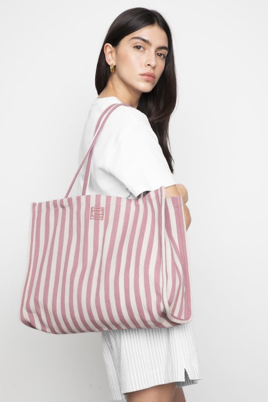 Ivy Tote Bag Light Pink Stripe 