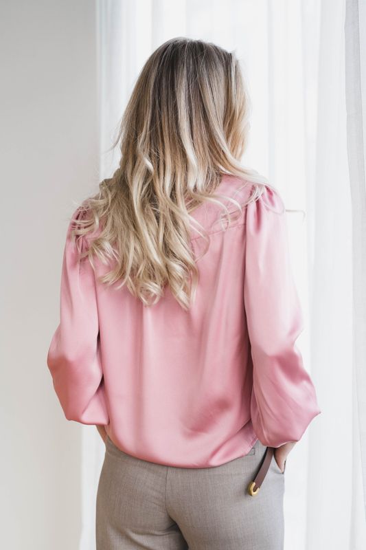Delsie Drapy Sateen Blouse Light Pink 