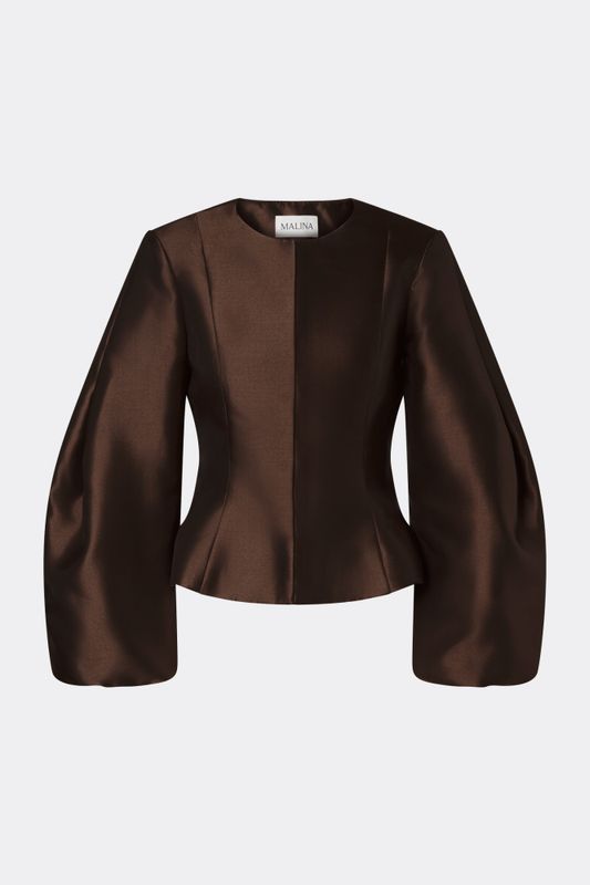 Vendela Balloon Sleeve Blouse Dark Brown 