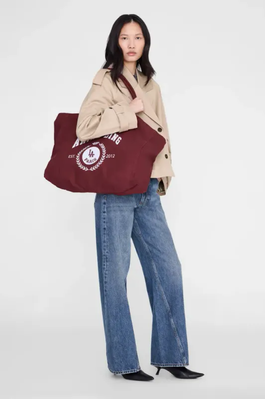 Leo Canvas Tote Collegiate Fig Burgundy 