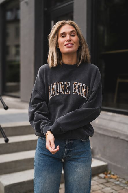 Hovedbilde Miles Sweatshirt Anine Bing Leopard Washed Black 