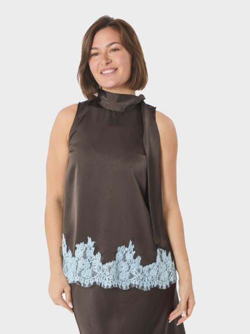 Hovedbilde Lorenz Lace Top Dark Brown 