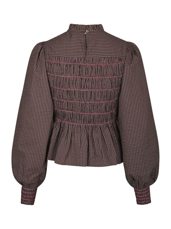 Oliana Check Blouse Dusty Brown 