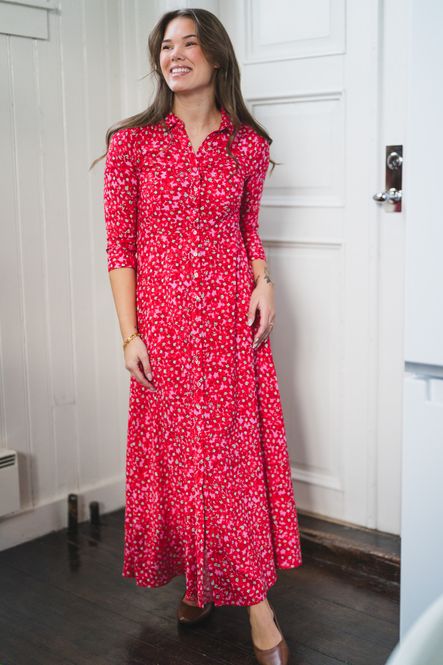 Hovedbilde Savanna Long Shirt Dress Cyclamen Polly Print 