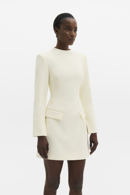 Leanna High Neck Mini Dress Pearl 