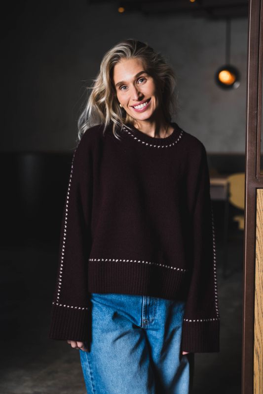 Roeme Knit Stitch Blouse Wine 
