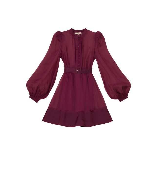 Organza Mini Dress Burgundy