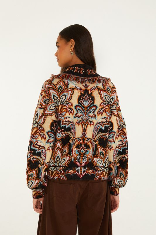 Tapestry Dream Cream Knit Fringe Cardigan 