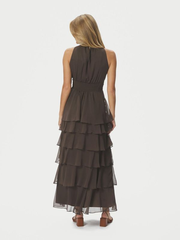 Marli Solid Chiffon Dress Dusty Brown 