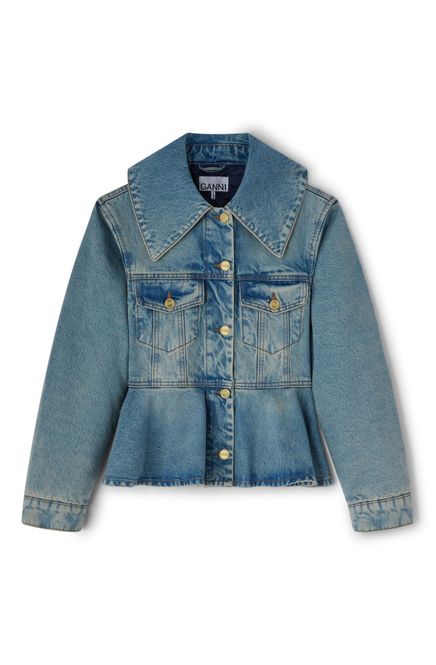 Hovedbilde Rigid Denim Padded Peplum Jacket Mid Blue Vintage ...