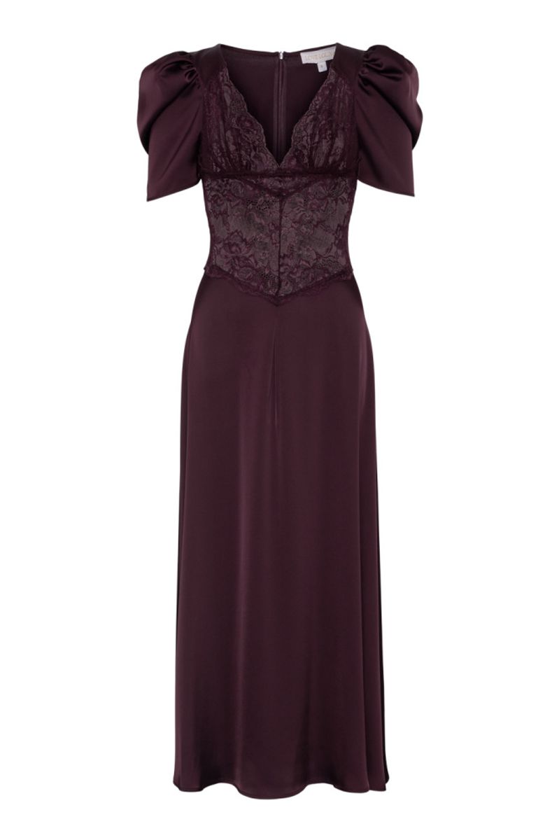 Francis Lace Midi Dress Burgundy