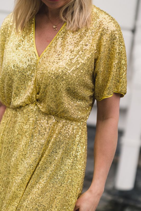 Shine On Mini Dress Golden Olive 