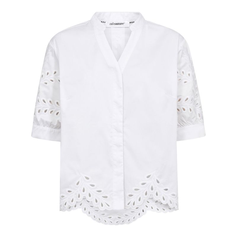 Poppy Emb V-Shirt White 