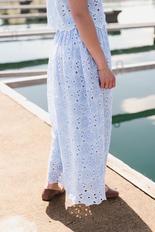 Broderie Anglaise Skirt Light Blue 
