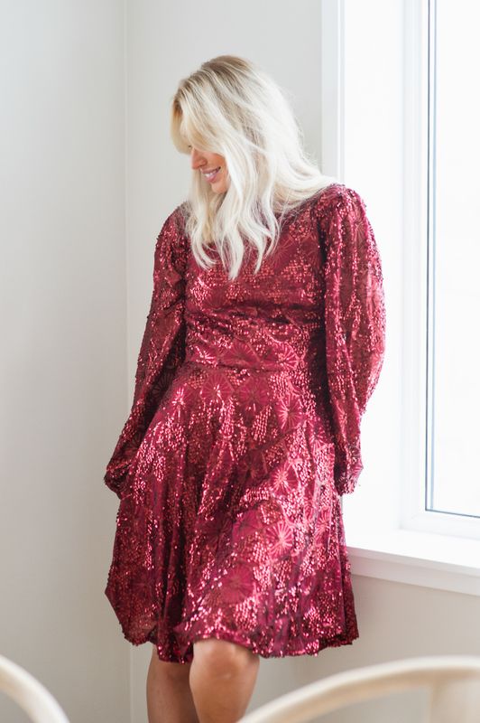 Wanda Sequence Dress Scarlet Red 