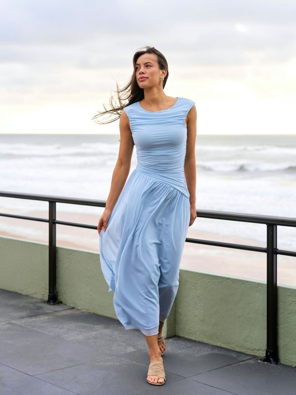 Cludine Mesh Dress Light Blue 