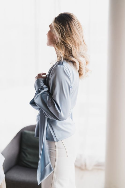 Ines Blouse Semi Rich Sky Blue 