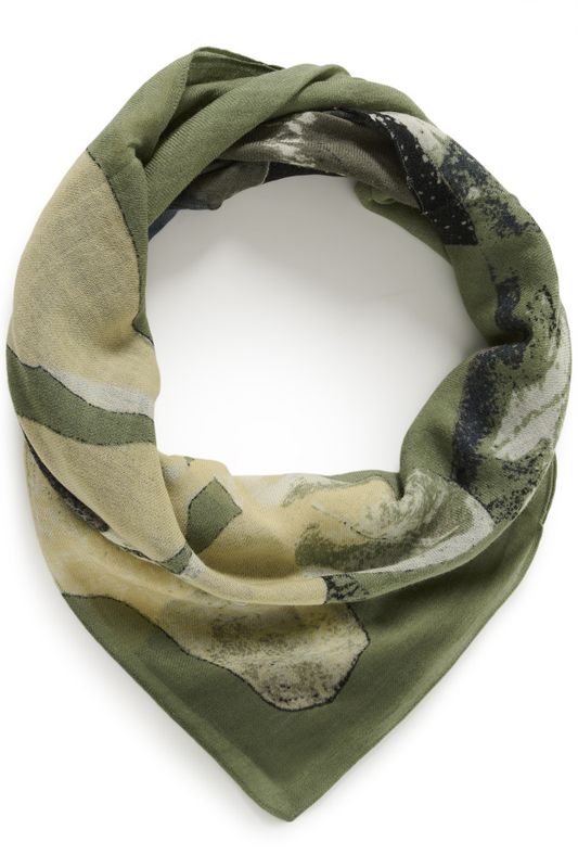 Felisia Scarf Smokey Olive Leaf Print