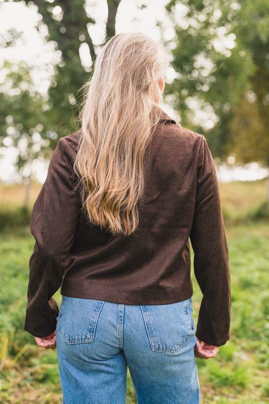 Nilo Faux Suede Jacket Dark Brown 
