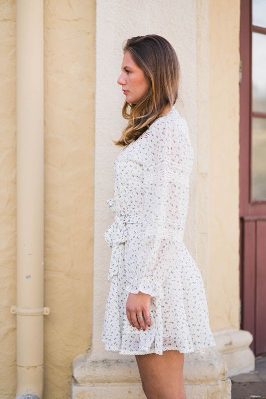 Birgitte Print Flower Dress Offwhite 