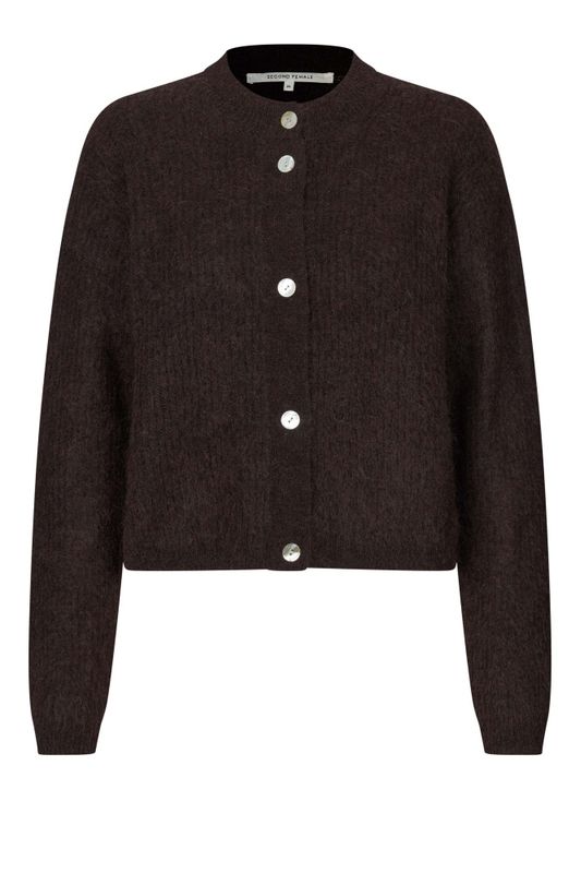 Andrea Knit Rib LS Cardigan Demitasse