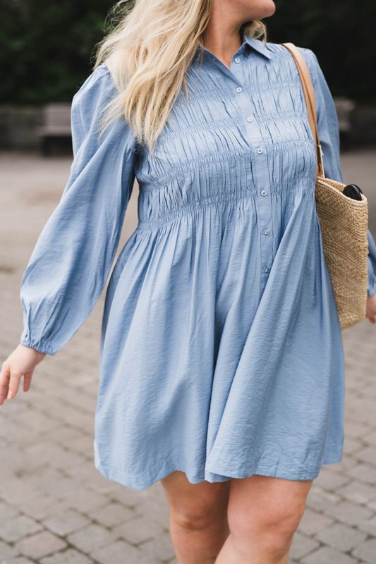 Pala LS Smock Shirt Dress Windward Blue 