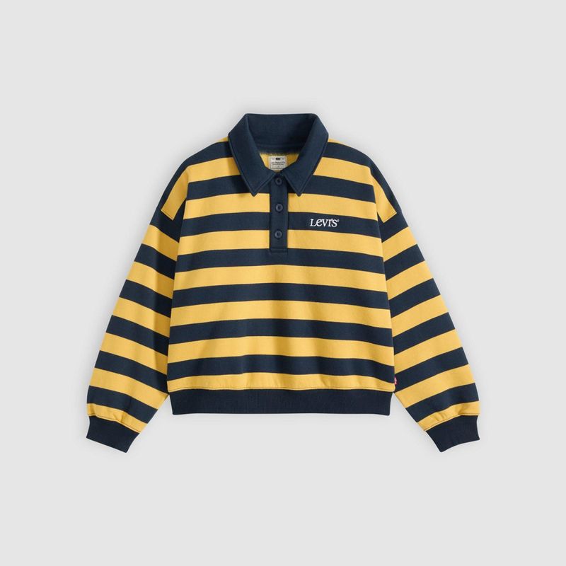 Vintage Rugby Fleece Stripe Arch Logo Spicy Mustard