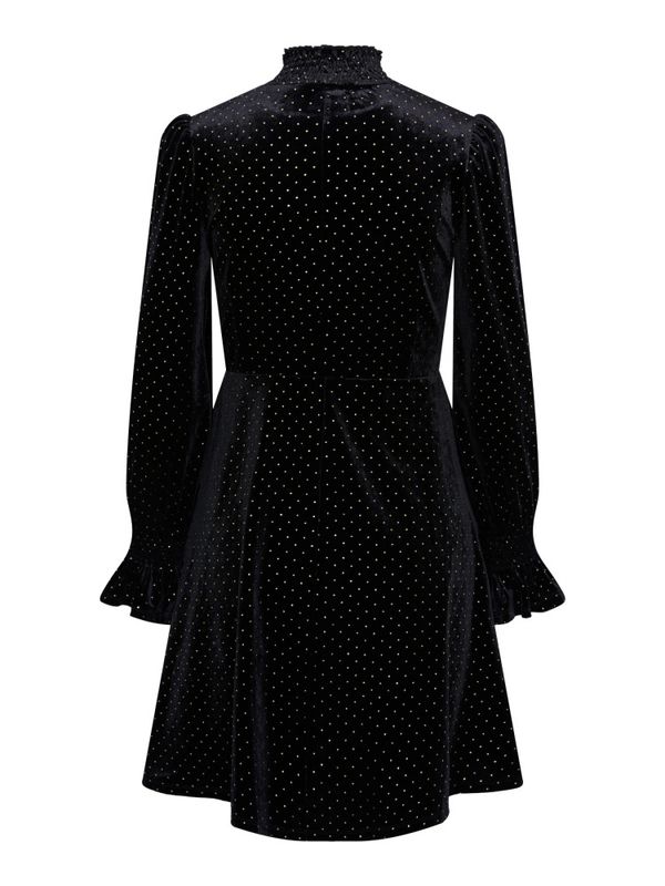 Riva LS High Neck Velvet Dress Black 