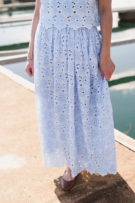 Broderie Anglaise Skirt Light Blue 