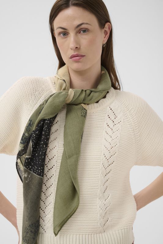 Felisia Scarf Smokey Olive Leaf Print