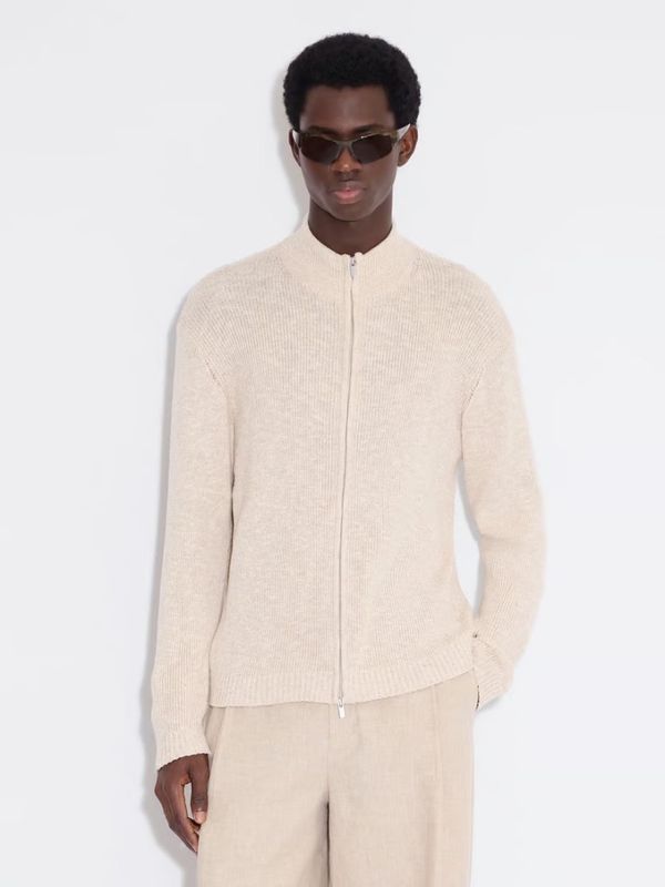 Atlantic Zip Cardigan Sand Mix 