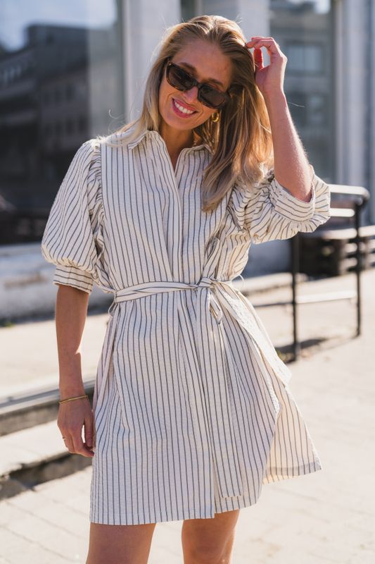 Serene Slim Stripe Dress Offwhite 
