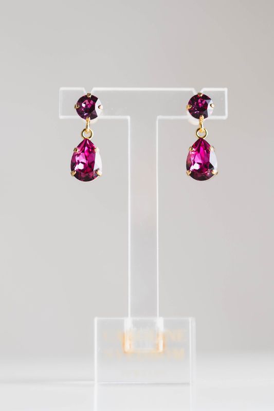 Mini Drop Earrings Gold Dark Rose 